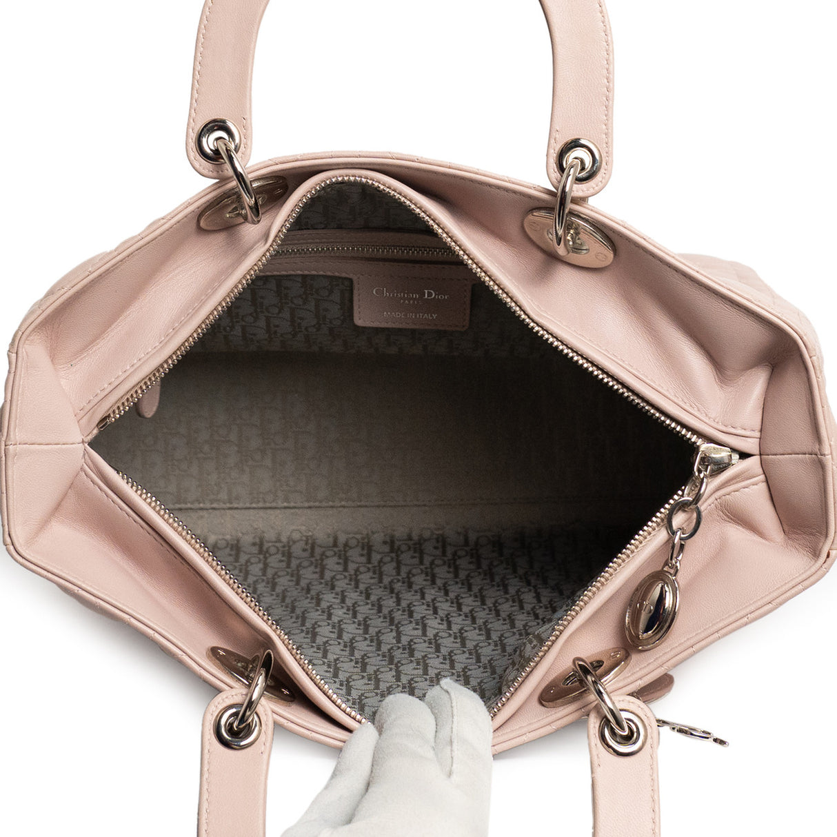 Christian Dior Pink Lambskin Cannage Large Lady Dior Christian Dior