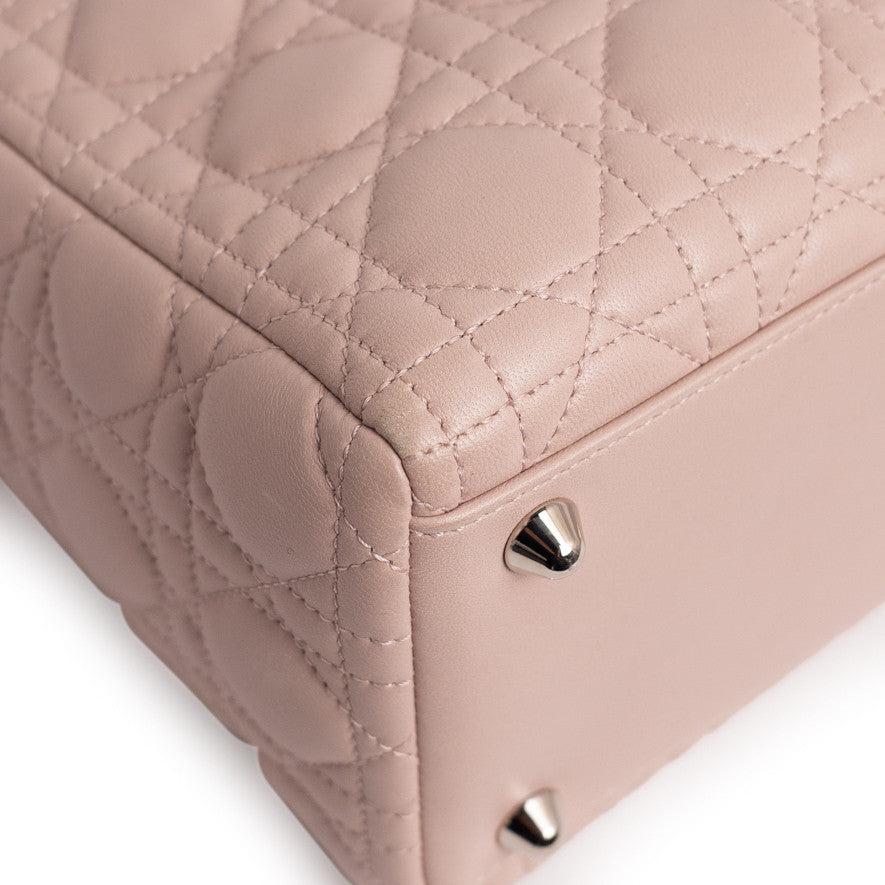 Christian Dior Pink Lambskin Cannage Large Lady Dior Christian Dior