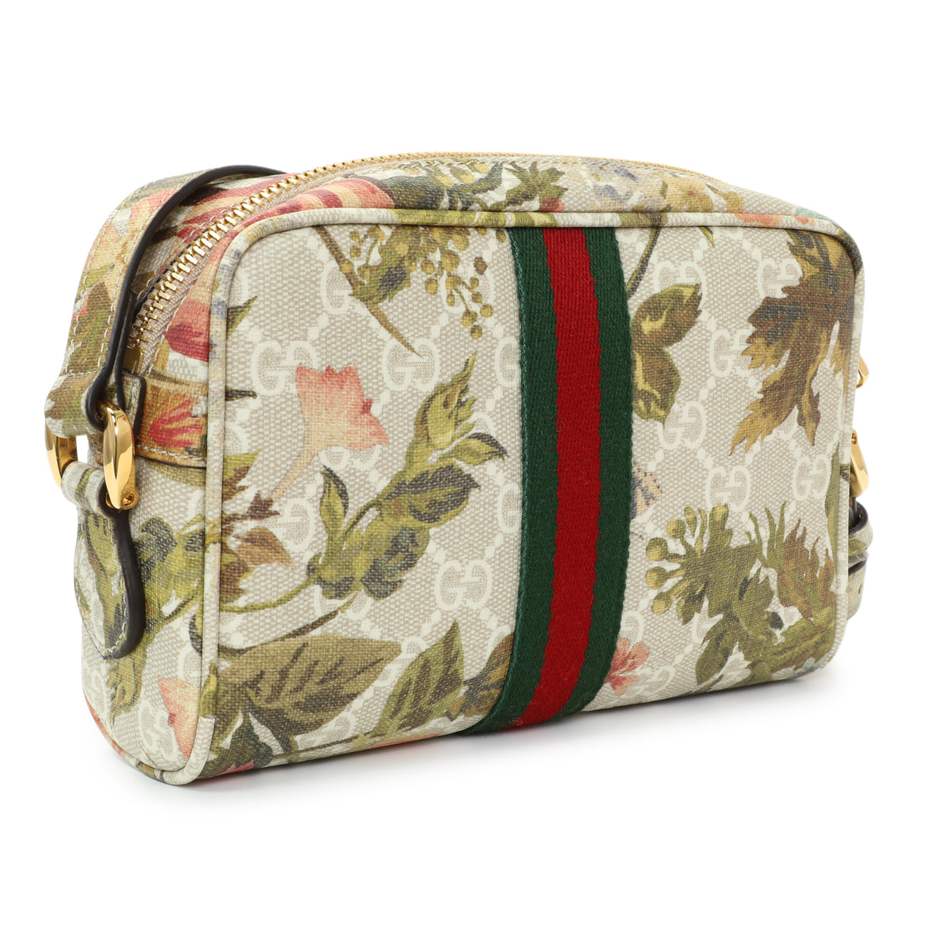 Gucci GG Supreme Monogram Water Flora Web Mini Ophidia Shoulder