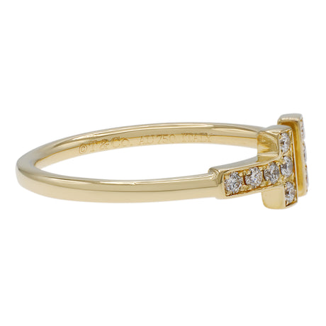 Tiffany 18K Yellow Gold Diamond T Wire Ring
