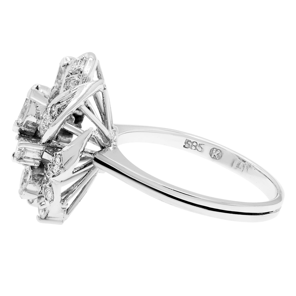 14K White Gold 0.74 Carat Cluster Ring