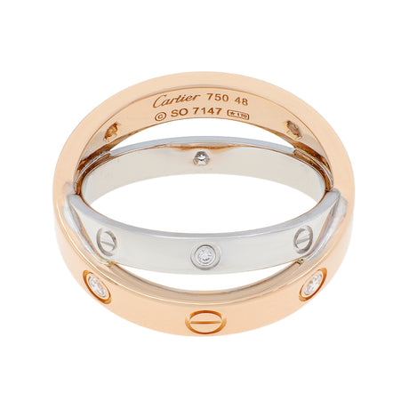Cartier 18K Pink Gold White Gold 6 Diamond Love Ring Designer Jewellery Cartier