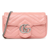 Gucci Pink Calfskin Matelasse Super Mini GG Marmont