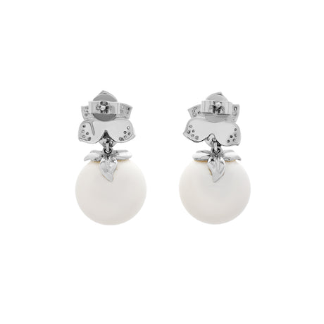 18K White Gold 12.9mm South Sea Pearl Blossom Drop Earrings Fine Jewellery Modaselle
