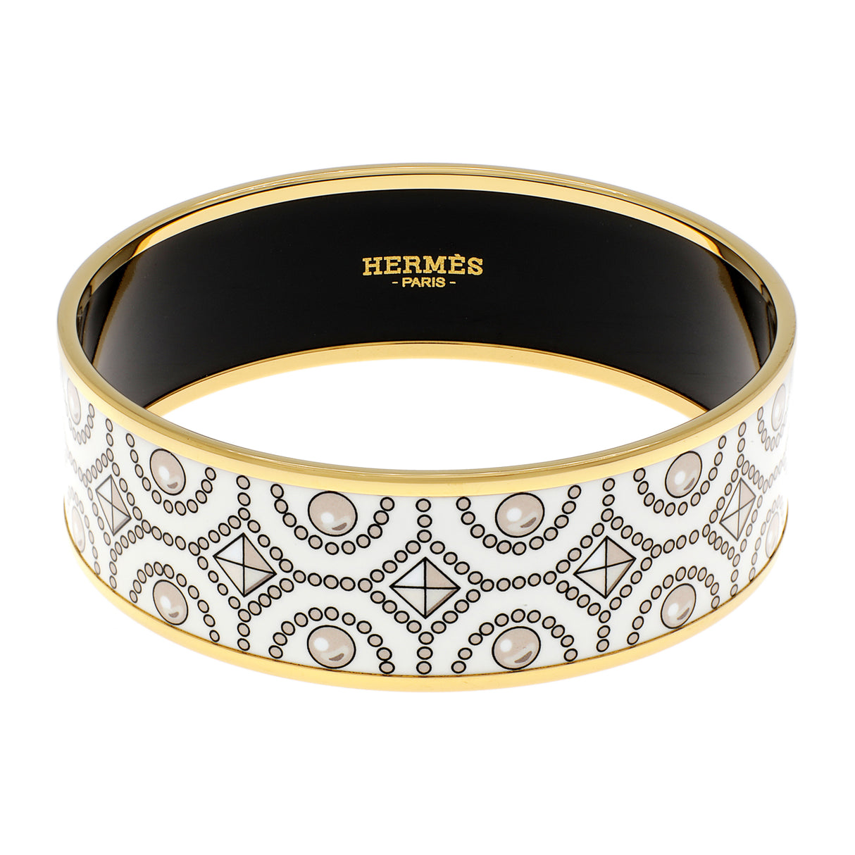 Hermes Wide Enamel Printed Bracelet