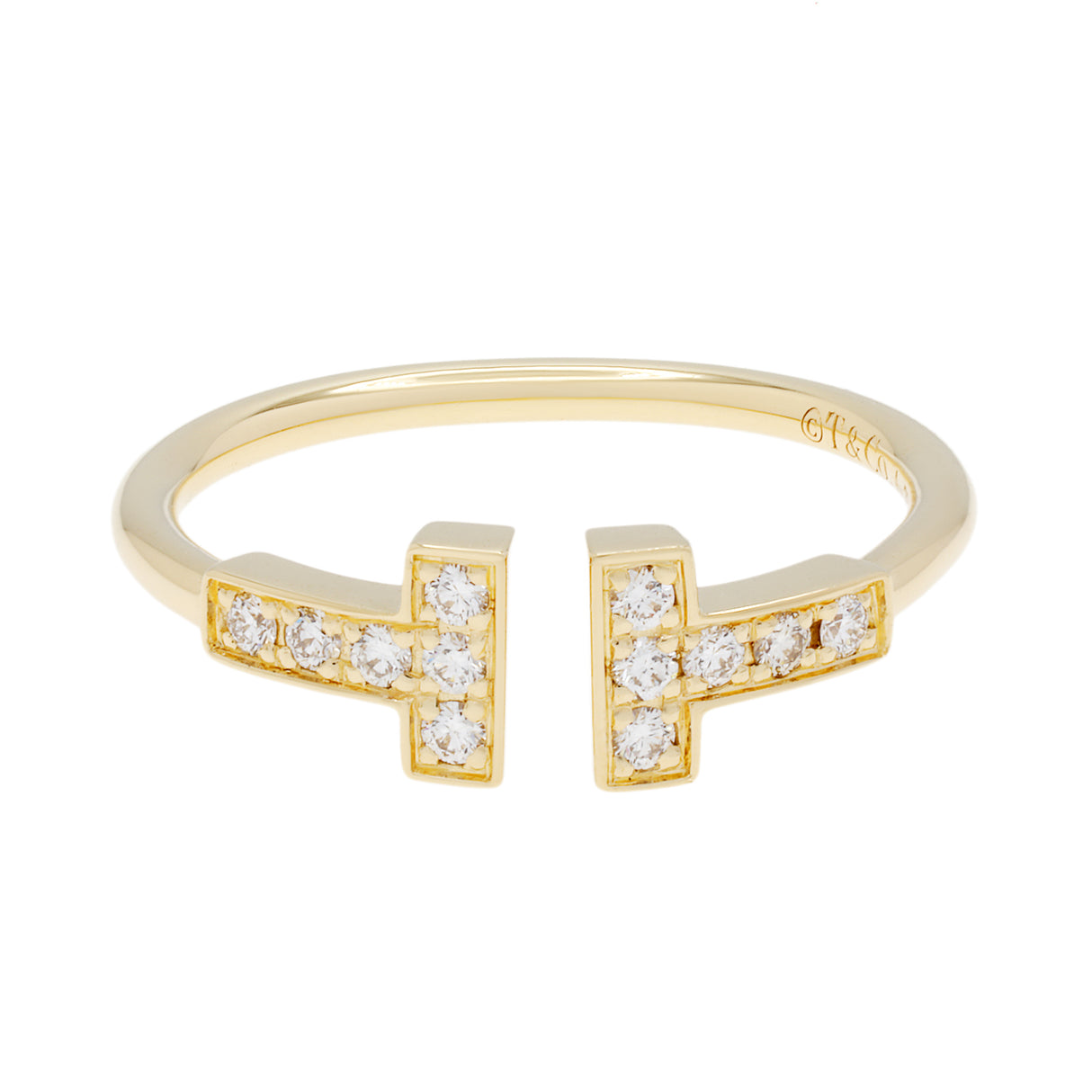 Tiffany & Co. 18K Yellow Gold Diamond T Wire Ring Designer Jewellery Tiffany and Co