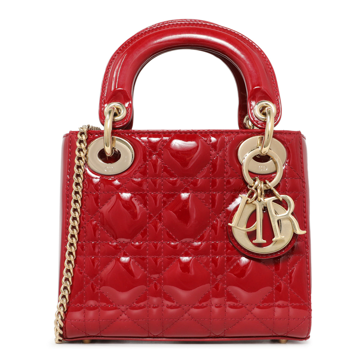 Christian Dior Red Patent Cannage Mini Lady Dior