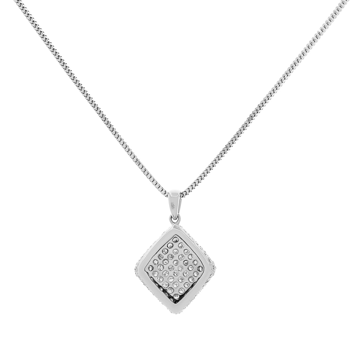 18K White Gold 2.01 Carat Pave Diamond Square Pendant