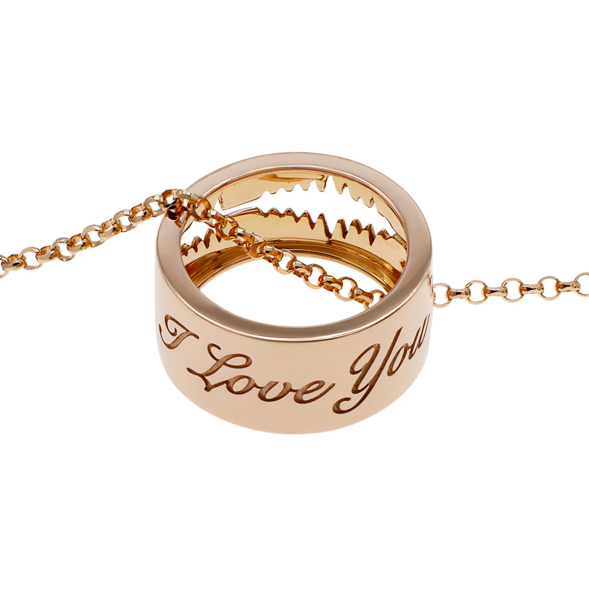 18K Rose Gold Diamond "I Love You" Charm Pendant