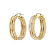 18K White & Yellow Gold Triple Twist Oval Hoop Earrings Fine Jewellery Modaselle