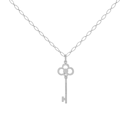 Tiffany & Co. 18K White Gold Diamond 1.5" Crown Key Pendant Designer Jewellery Tiffany and Co