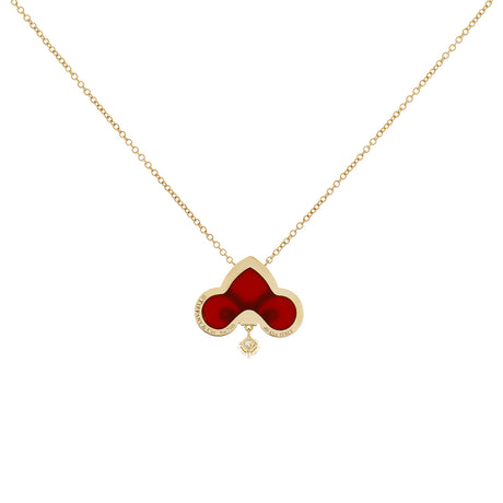 Tiffany & Co. 18K Yellow Gold Diamond Carnelian Fleur de Lis Pendant Necklace Designer Jewellery Tiffany and Co