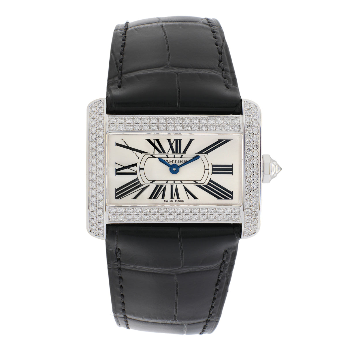 Cartier 18K White Gold Diamond Tank Divan 2613