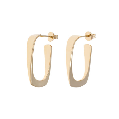 14K Yellow Gold Rectangular Hoop Earrings Fine Jewellery Modaselle