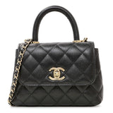 Chanel Black Caviar Quilted Coco Handle Clutch With Chain Handbags Chanel