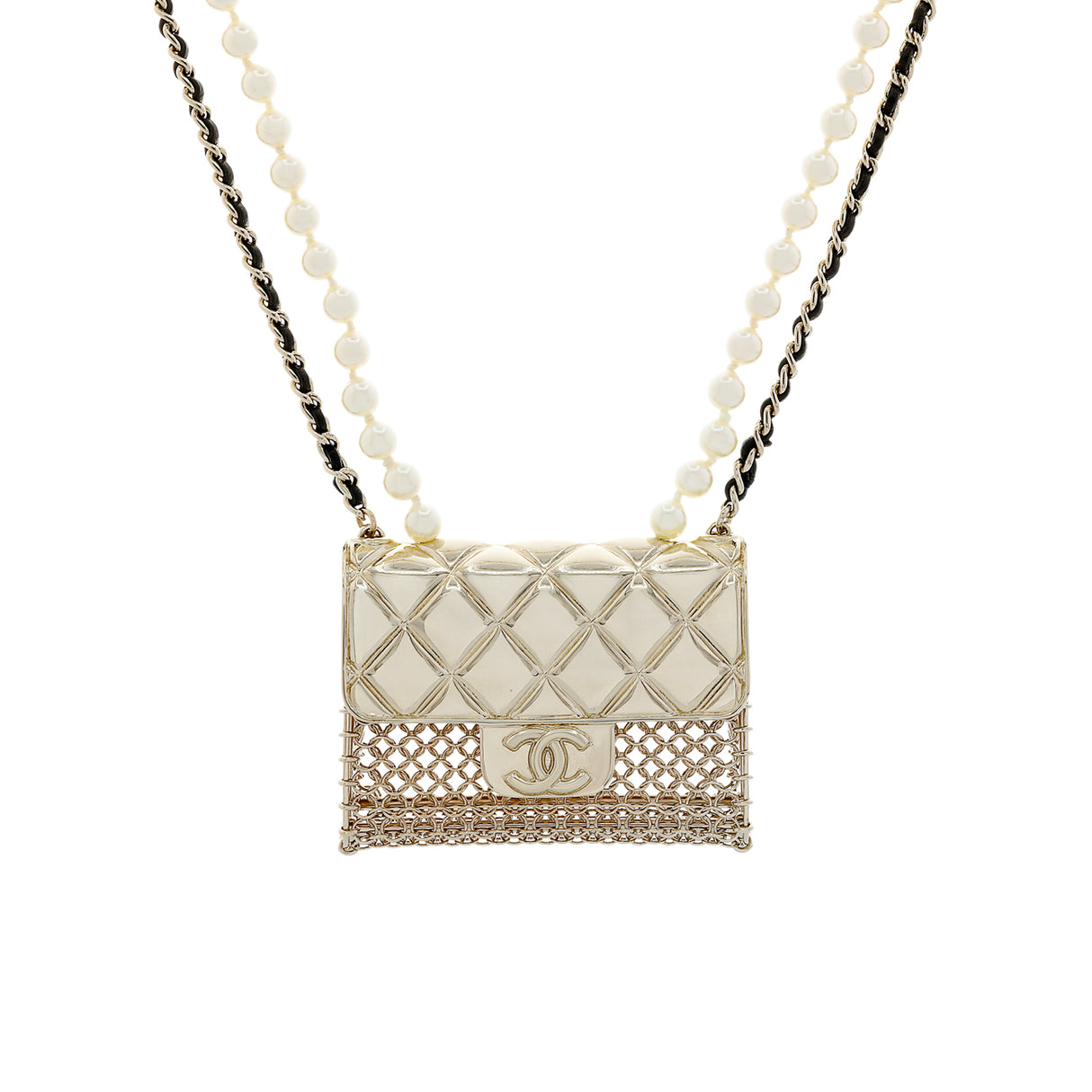 Chanel Metal Lambskin Pearl Chain Flap Bag Long Necklace Designer Jewellery Chanel