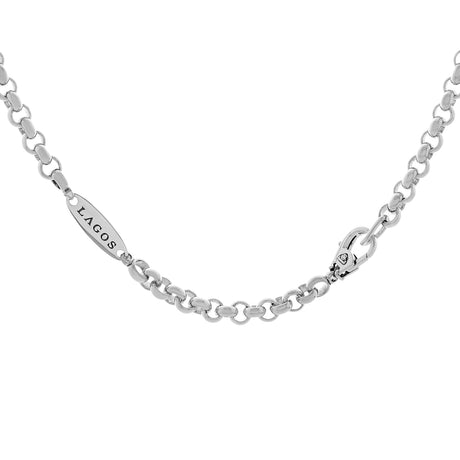 Lagos Sterling Silver Caviar 5-Ring Station Chain Necklace Designer Jewellery Lagos