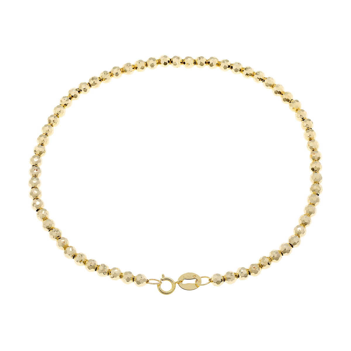 18K Yellow Gold Diamond Cut Bread Bracelet Fine Jewellery Modaselle