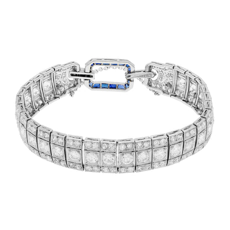 Platinum 7.96 Carat Diamond & Sapphire Art Deco Bracelet Fine Jewellery Modaselle
