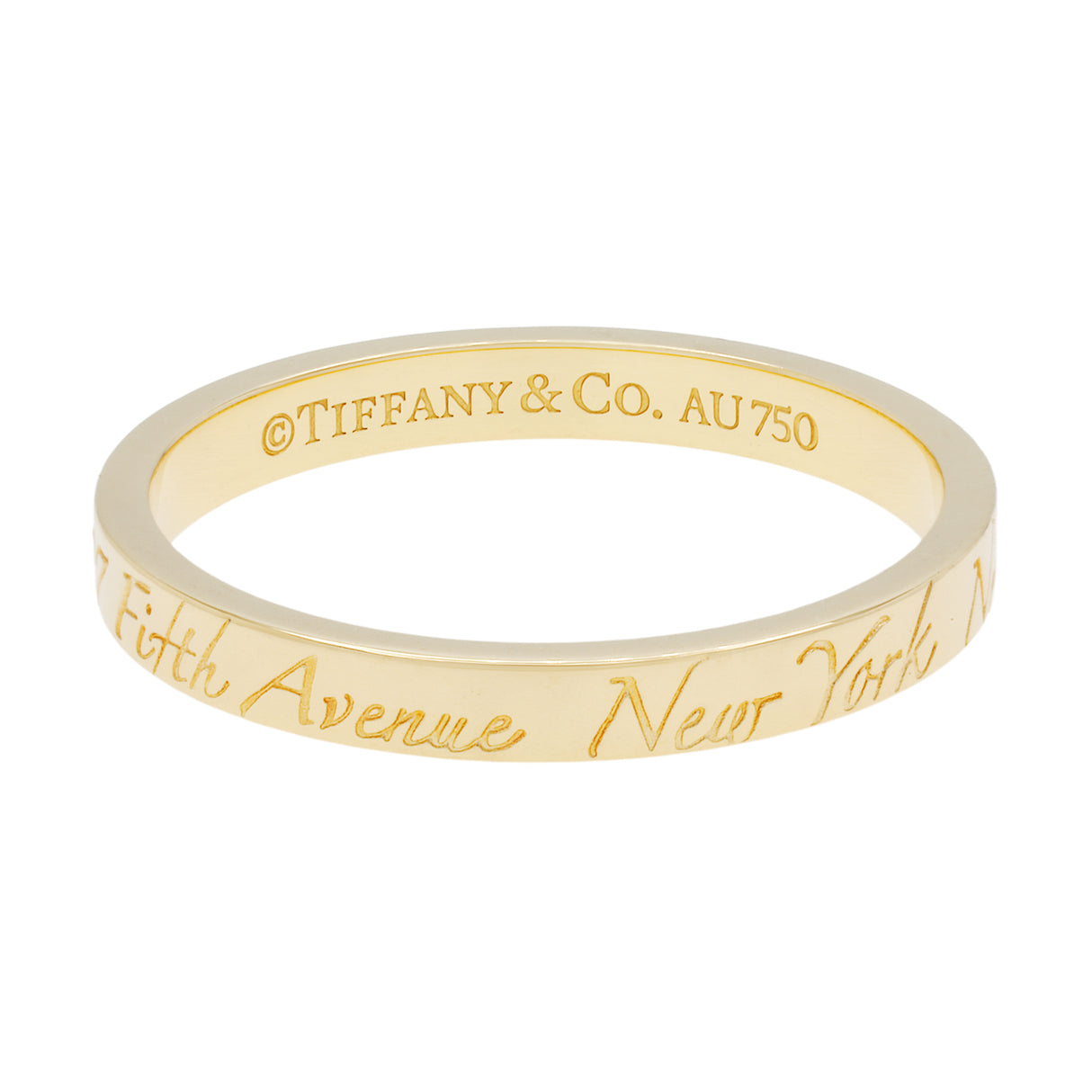 Tiffany & Co. 18K Yellow Gold Notes 'Fifth Avenue New York' Band Ring Designer Jewellery Tiffany and Co
