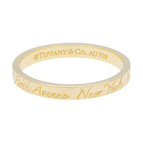 Tiffany & Co. 18K Yellow Gold Notes 'Fifth Avenue New York' Band Ring Designer Jewellery Tiffany and Co