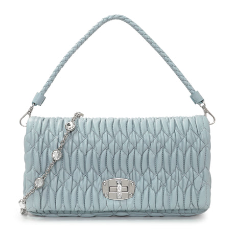 Miu Miu Blue Matelasse Nappa Crystal Clutch Handbags Miu Miu