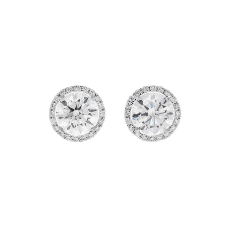 18K White Gold 1.44 Carat Diamond Halo Stud Earrings Fine Jewellery Modaselle