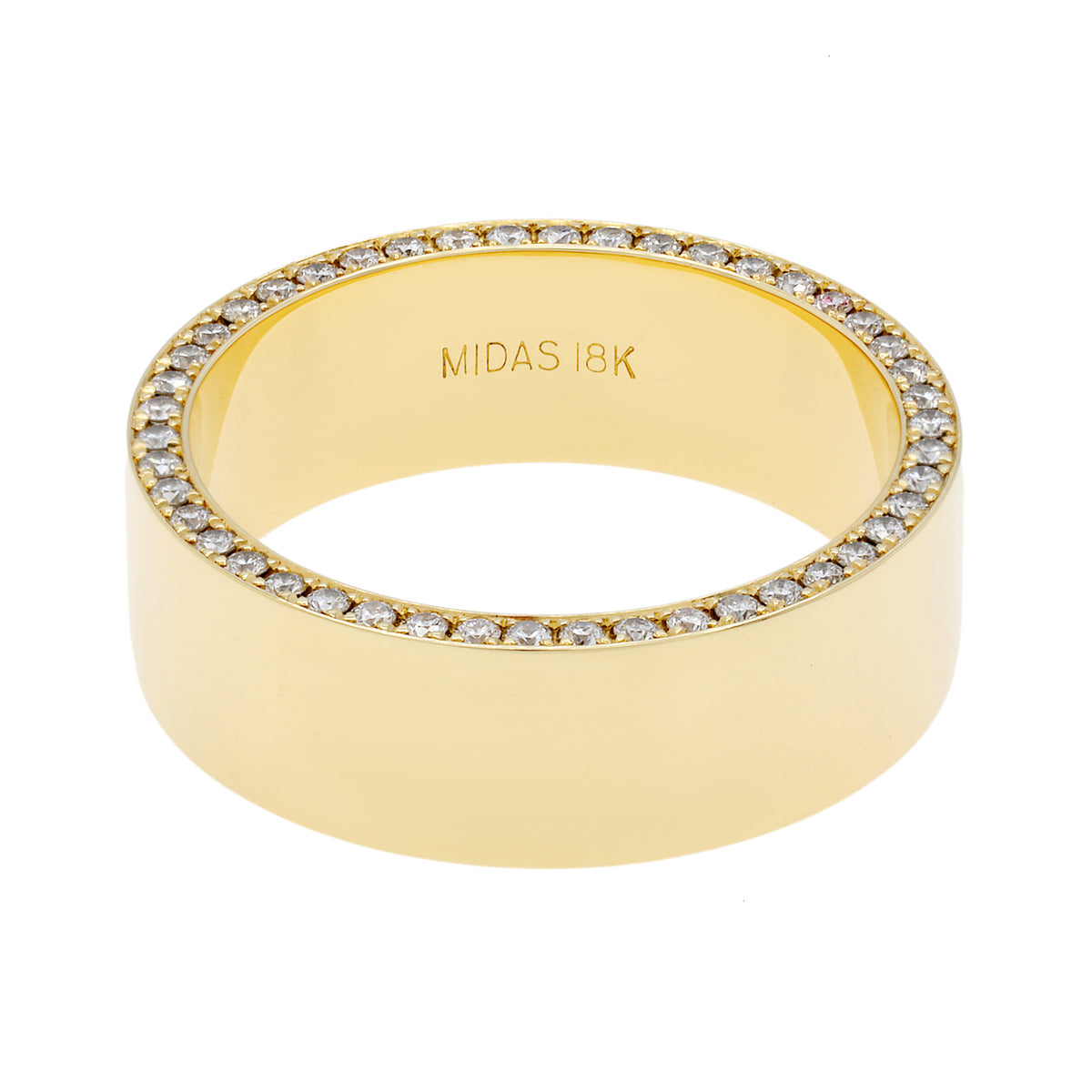 18K Yellow Gold Midas Diamond Pavé Edge Band Ring Fine Jewellery Modaselle
