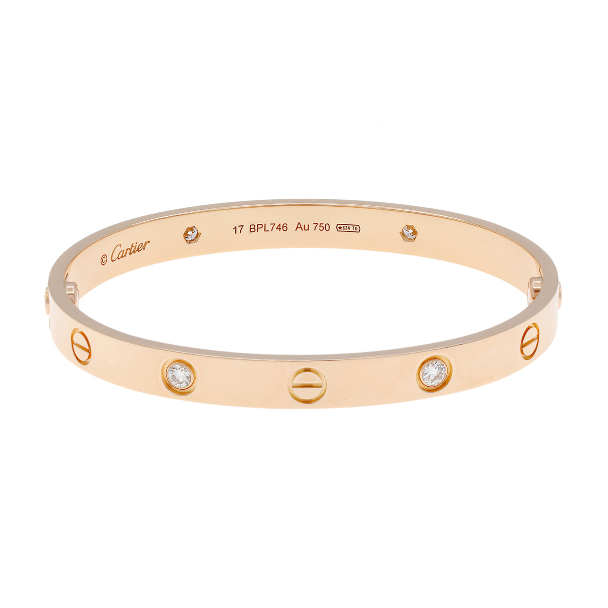 Cartier 18K Rose Gold 4 Diamond Classic Love Bracelet Designer Jewellery Cartier