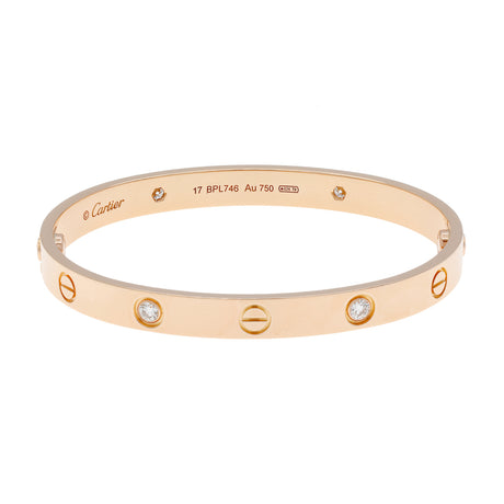 Cartier 18K Rose Gold 4 Diamond Classic Love Bracelet Designer Jewellery Cartier