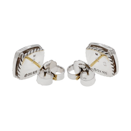 David Yurman Sterling Silver 18K Yellow Gold 7mm Morganite Albion Earrings Designer Jewellery David Yurman