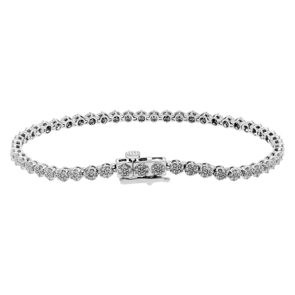 14K White Gold 1.26 Carat Diamond Tennis Bracelet