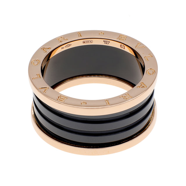 Bulgari 18K Rose Gold Ceramic B.Zero1 Four-Band Ring Designer Jewellery Bulgari