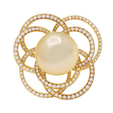 18K Yellow Gold 15.3mm Pearl Blossom Diamond Ring Fine Jewellery Modaselle