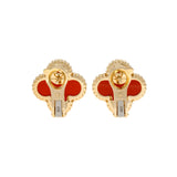 Van Cleef & Arpels 18K Yellow Gold Carnelian Vintage Alhambra Earrings Designer Jewellery Van Cleef and Arpels