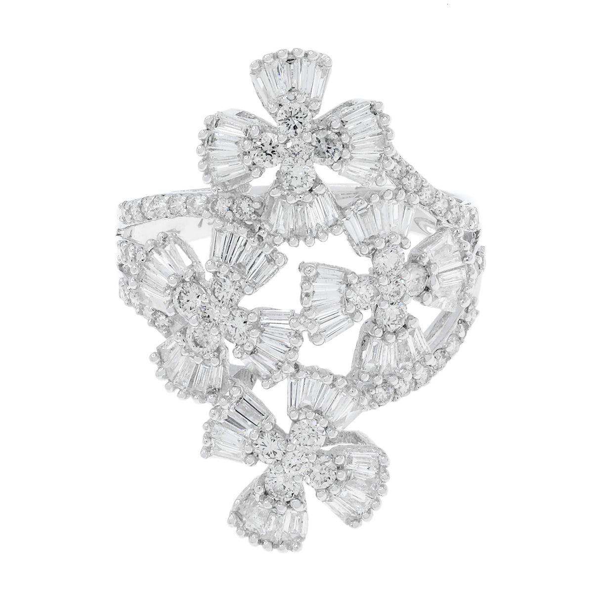 18K White Gold 1.22 Carat Quatrefoil Diamond Cluster Ring Fine Jewellery Modaselle