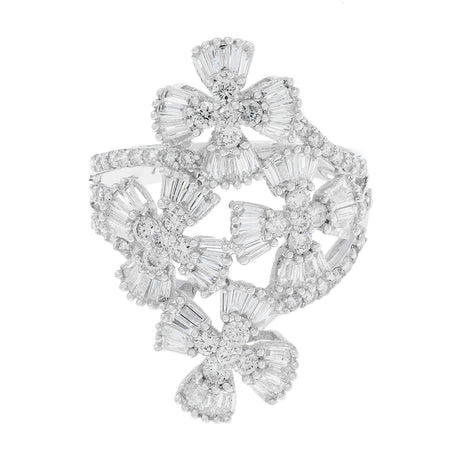 18K White Gold 1.22 Carat Quatrefoil Diamond Cluster Ring Fine Jewellery Modaselle