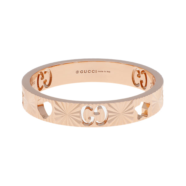 Gucci 18K Rose Gold Icon Heart Band Ring Designer Jewellery Gucci