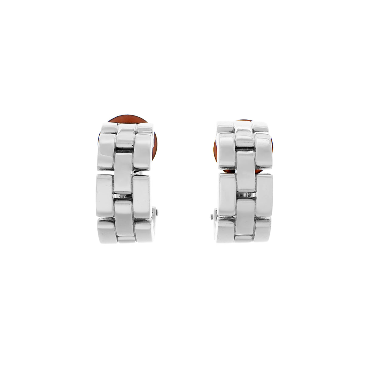 Cartier 18K White Gold Panthere Maillon Clip On Earrings