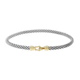 David Yurman Sterling Silver 18K Yellow Gold 3mm Buckle Cable Bracelet Designer Jewellery David Yurman
