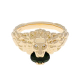 Gucci 18K Yellow Gold Diamond Chrome Diopside Lion Head Ring Designer Jewellery Gucci