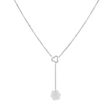 Chanel 18K White Gold Diamond Agate Camelia Sculpte Pendant Necklace