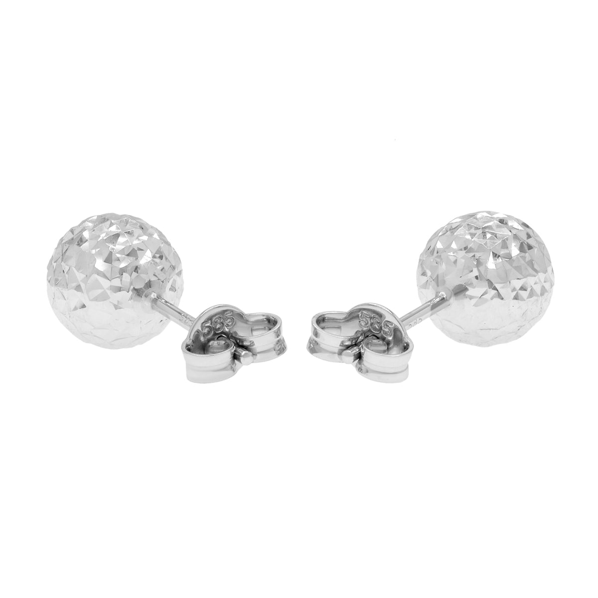 14K White Gold Diamond Cut Ball Stud Earrings Fine Jewellery Modaselle