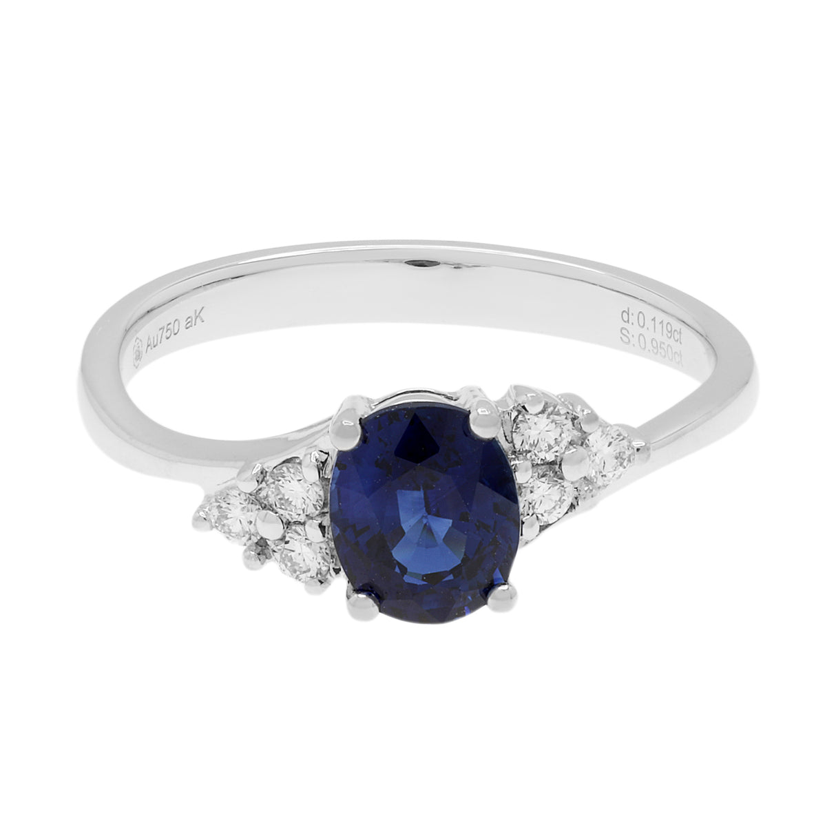 18K White Gold 0.95 Carat Oval Sapphire Ring Fine Jewellery Modaselle