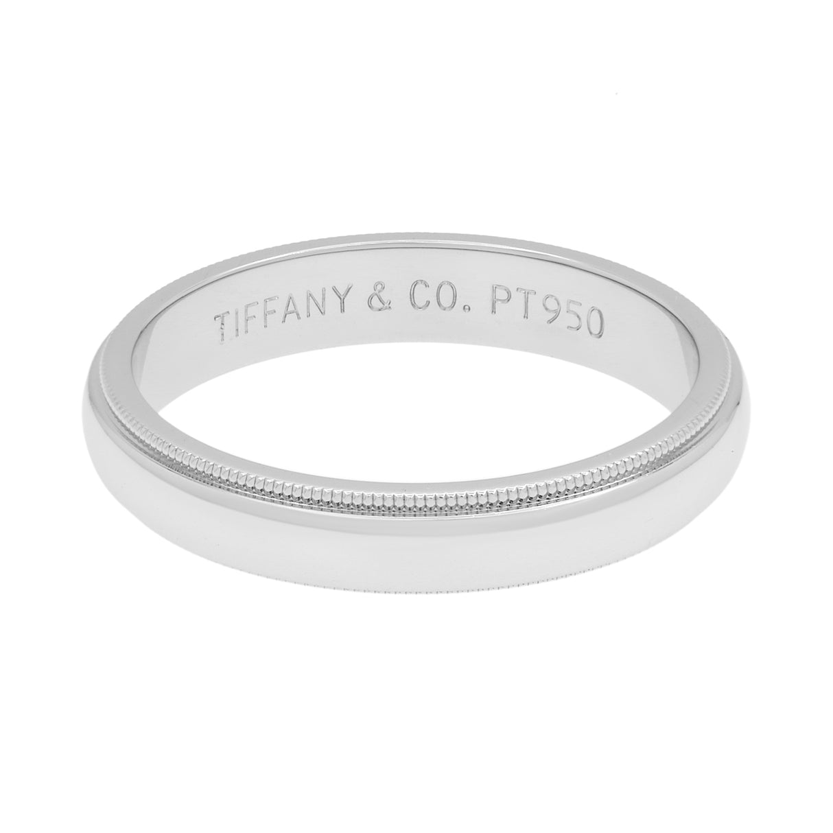 Tiffany & Co. Platinum 4mm Milgrain Band Ring Designer Jewellery Tiffany and Co