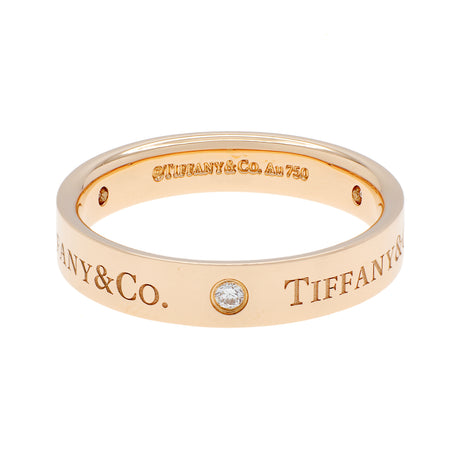 Tiffany & Co 18K Rose Gold Diamond 4mm Band Ring Designer Jewellery Tiffany and Co