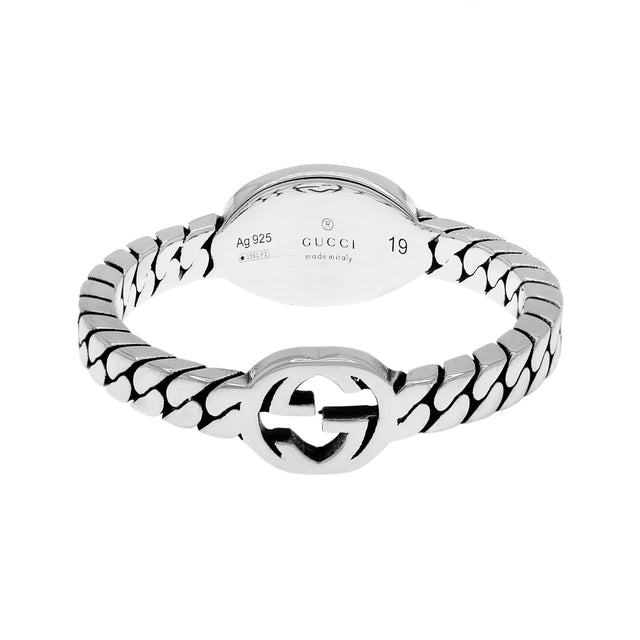 Gucci Sterling Silver Enamel Interlocking G Chain Ring Designer Jewellery Gucci