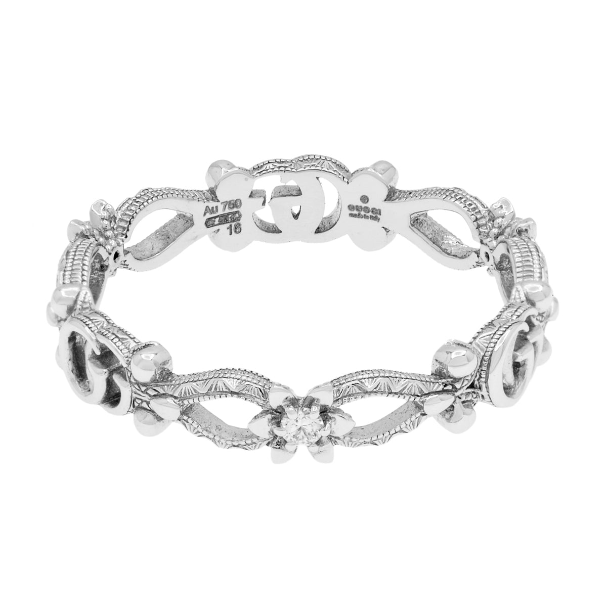 Gucci 18K White Gold Diamond Flora Ring Designer Jewellery Gucci