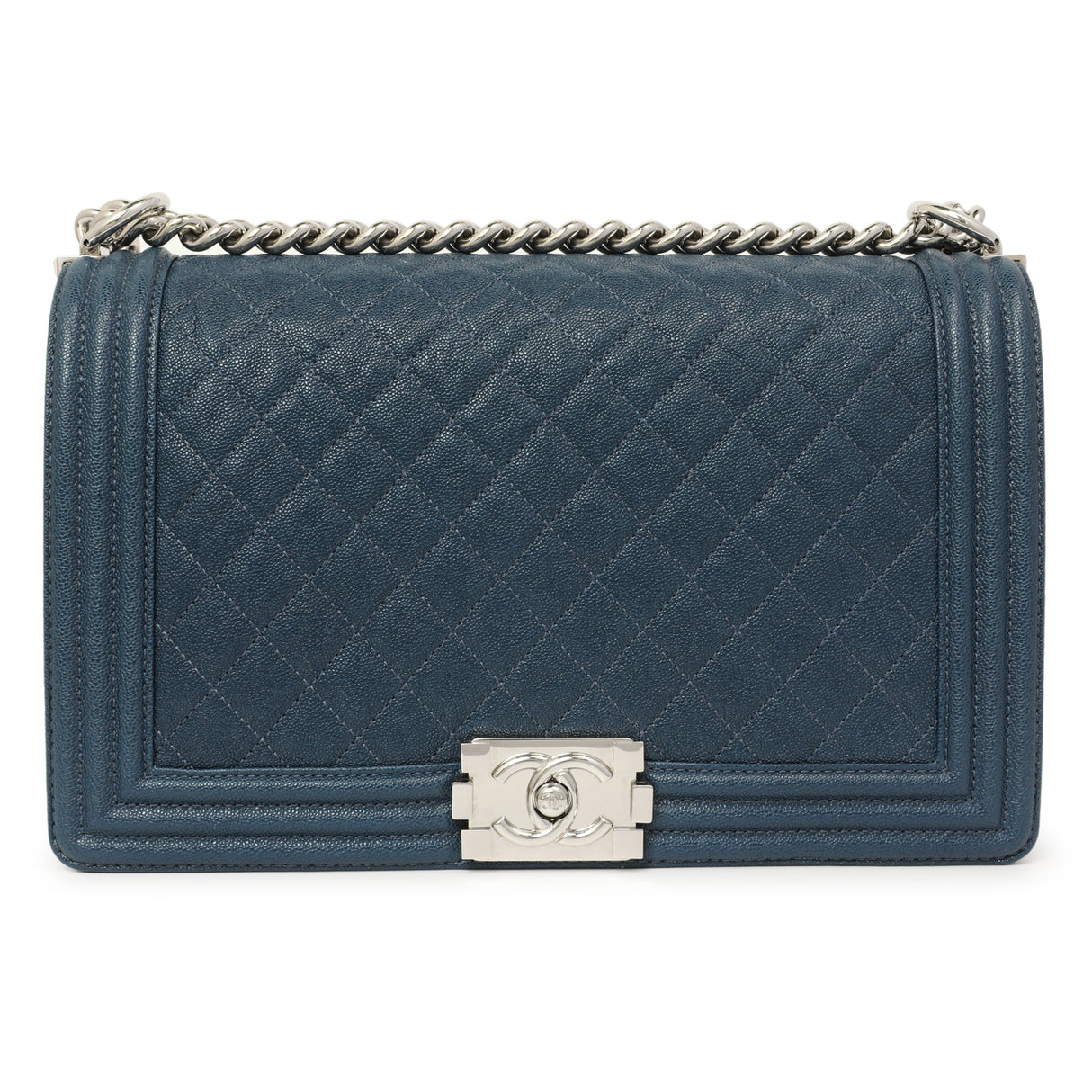 Chanel Blue Quilted Caviar New Medium Boy Bag