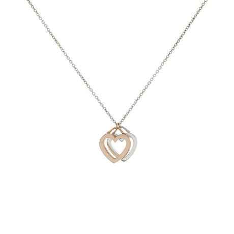 Tiffany & Co. Sterling Silver 18K Rose Gold Double Open Heart Pendant Necklace Designer Jewellery Tiffany and Co